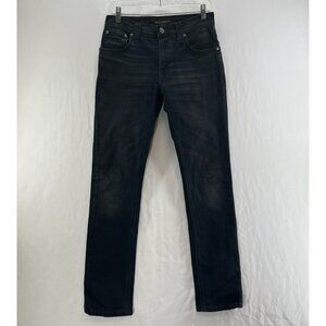Nudie Jeans Co Organic Cotton Jeans Mens 28x30 Straight Zip Fly Dark Wash Denim
